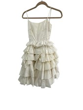 Vintage Dress Tiered Eyelet White Ruffles Size XS Cottagecore Boho Handmade