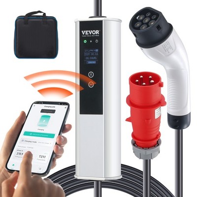 VEVOR Typ2 EV Ladekabel 32A 7,36kW(einphasig)/22kW(dreiphasig) Ladegerät Wallbox