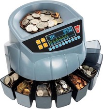 Coin Counter Machine, Coin Sorter Machine, 1¢, 5¢, 10¢, 25¢, 50¢ and Dollar, 25