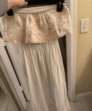 Soline Sure Swim XS Petticoat Skirt White  Peach Embroidered Design