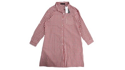 NWT Zanzea Dress Womens Large Red Gingham Check Collared Button Shirt Tunic