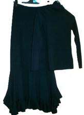 Zara navy blue wool mix jumper S  and ruffle midi skirt M