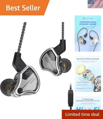 CCZ BC02 HiFi Dynamic Driver Wired Ear Monitor Earbuds for Audiophiles - Silv...