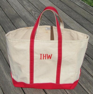 1980s OLD L.L. Bean CANVAS TOTE ラージサイズ VTG 1980s XL L.L. Bean Canvas Boat and Tote Bag Red Extra Large
