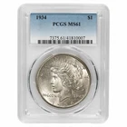 1934 Silver Peace Dollar $1 PCGS MS 61