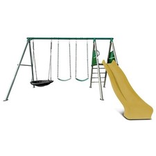 Lifespan Europa Commercial Grade Steel Swing Set with Climb & 2.2m Yellow Slide