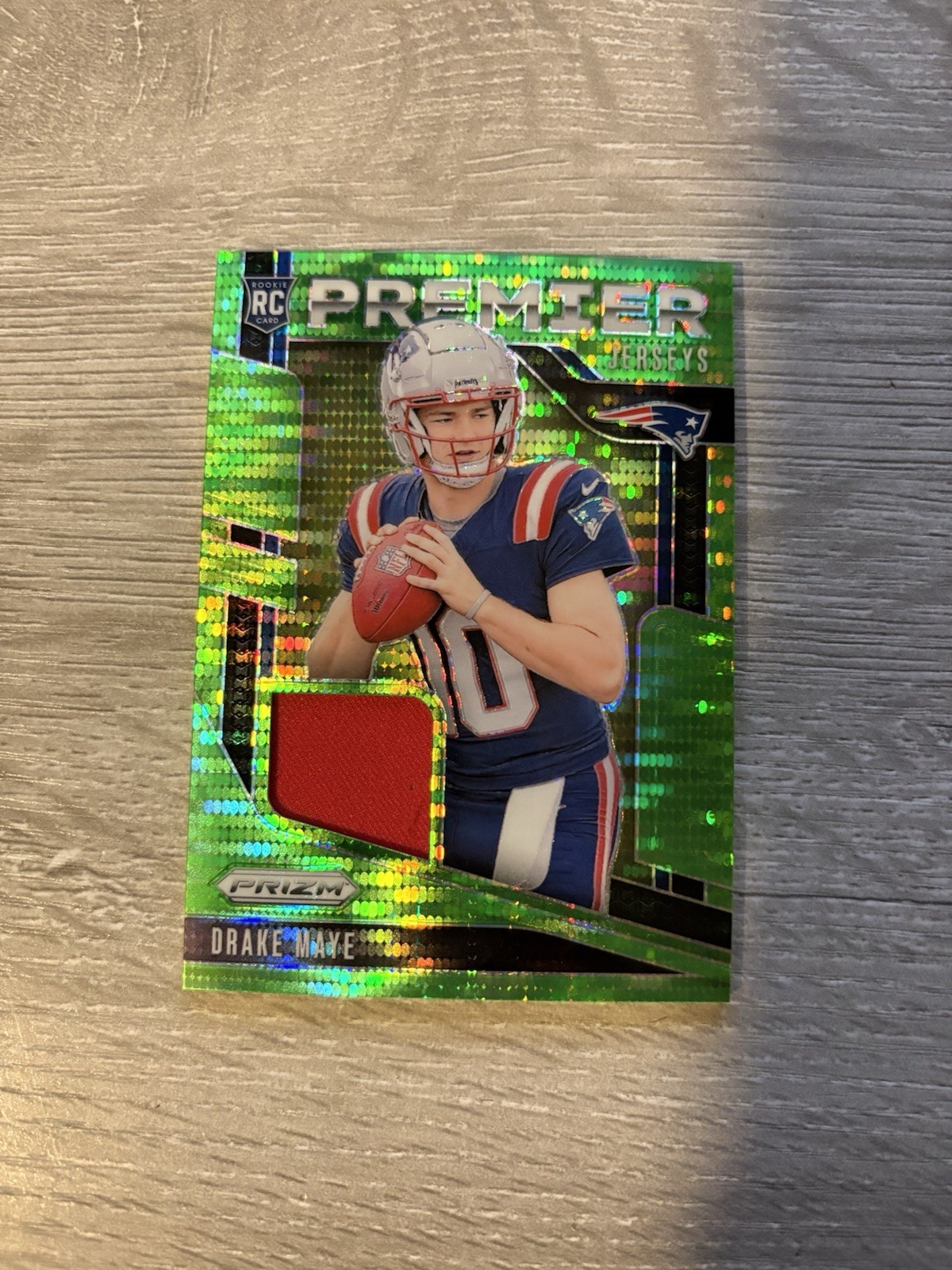 2024 Panini Prizm - Premier Jerseys Drake Maye #PJ-DME Neon Green Pulsar Prizm