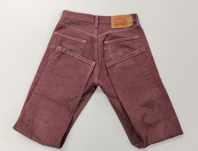 Levis 501 Jeans Mens 30x32 Burgundy White Oak Cone Denim Straight Leg Button Fly