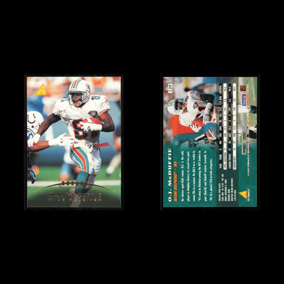 O.J. McDuffie #139 1995 Pinnacle Miami Dolphins Football Card NFL NM - Image 3 of 3
