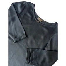 FINITY NATURALS Black 100% Silk Textured Long Sleeve Top Women's XS