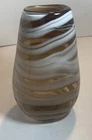 Murano Style Glass Vase 10.5" Tall Smoky White Swirl Hand Blown Retro Decor