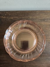 Set Of 4 Vintage Pink Glass Round Floral 8-1/...
