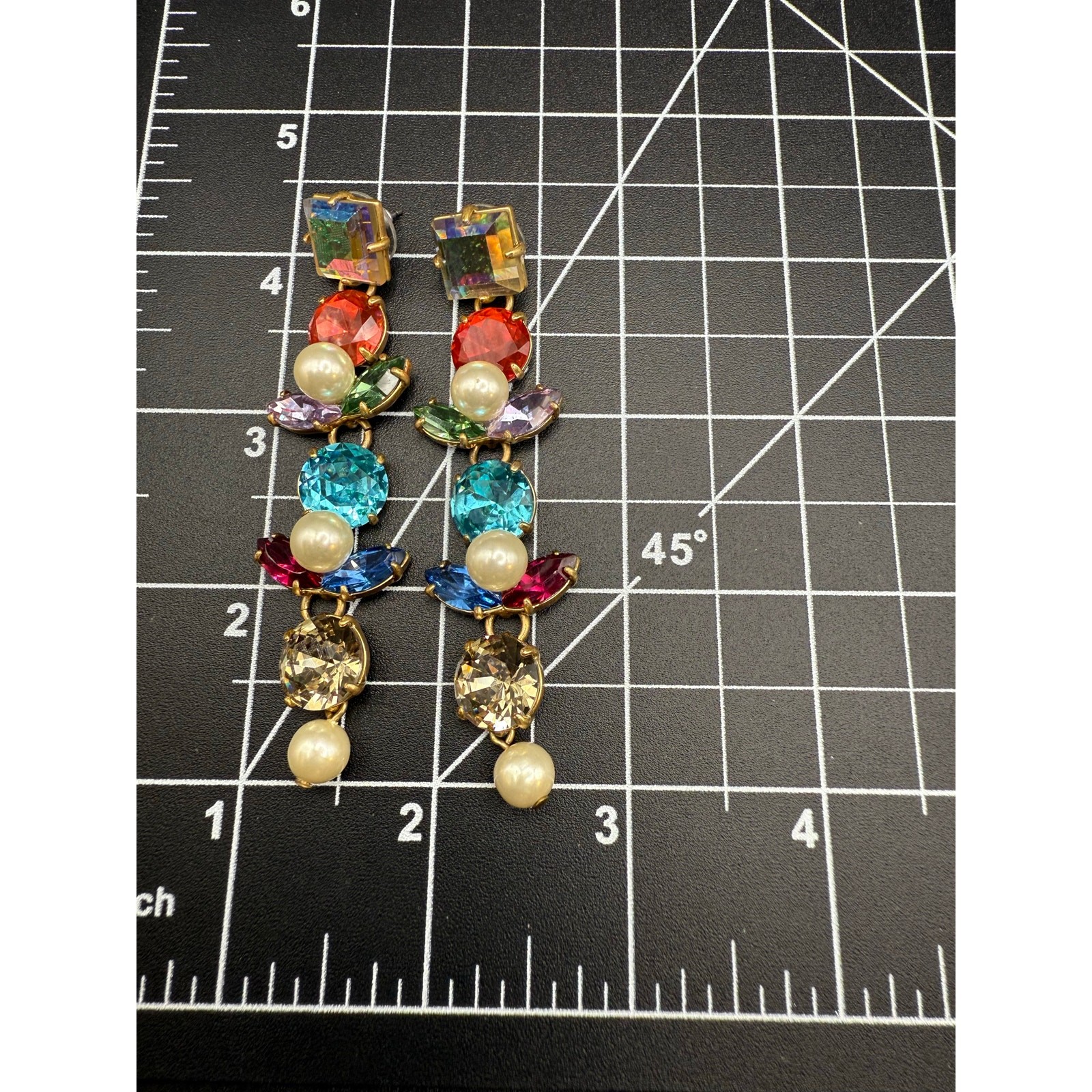 J Crew Statement Mixed Stone Linear Earrings - image 2