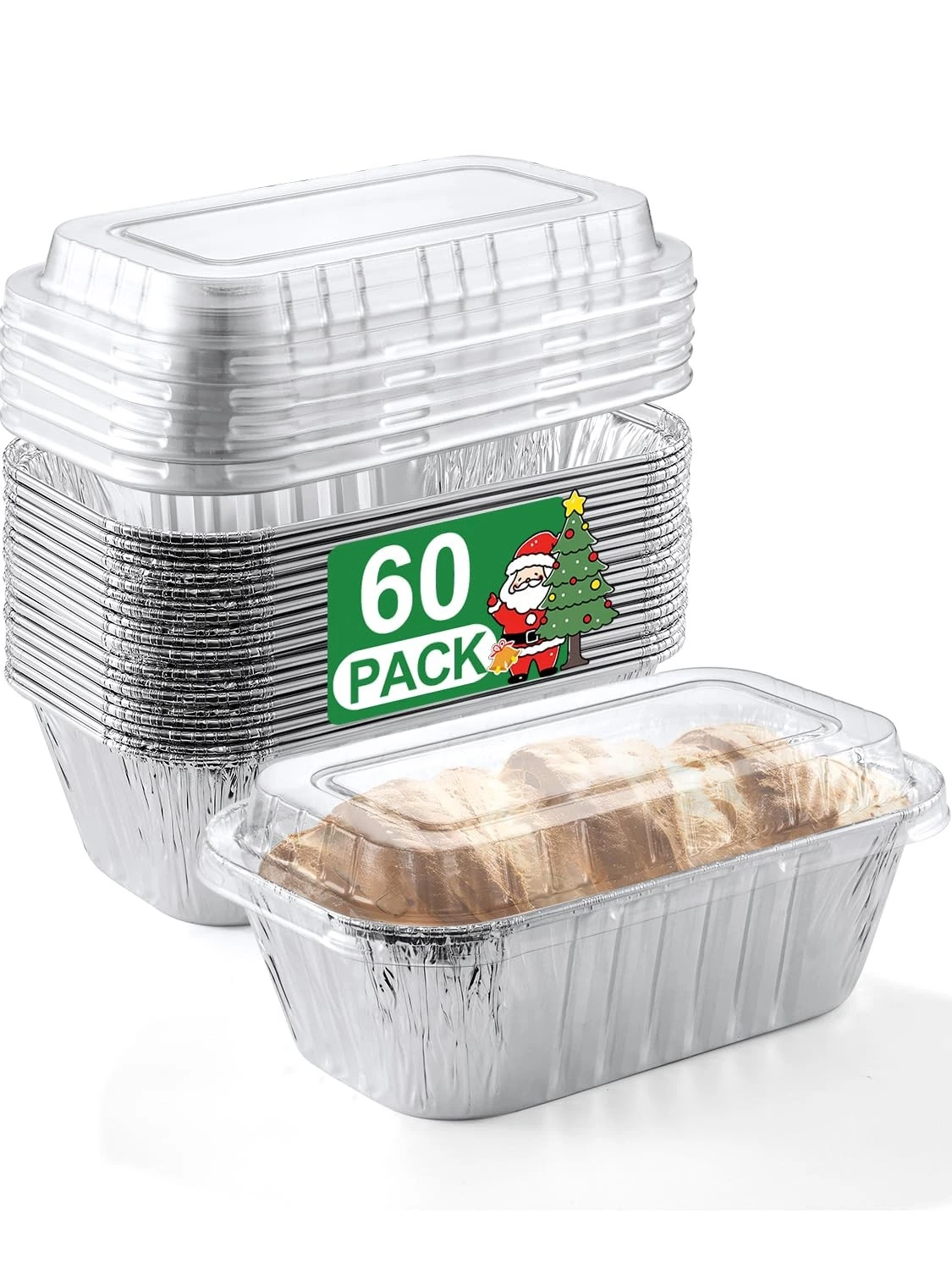 60 Pack 6x3.5x2 Disposable Aluminum Loaf Pans with Lids...