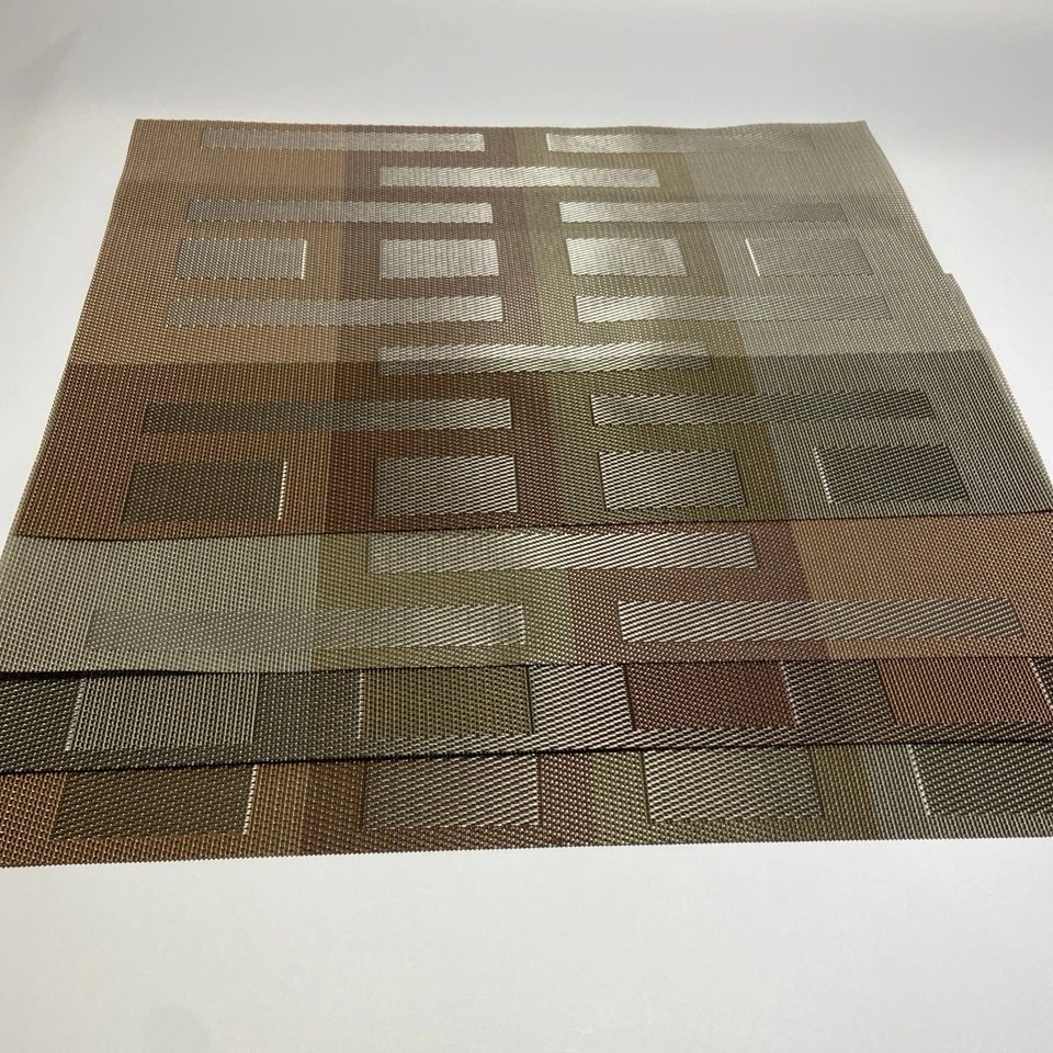 Mainstays Placemats (4) 13" x 18" Easy Care, Wipe Clean, Blocked, Taupe & Beige - Image 3 of 4