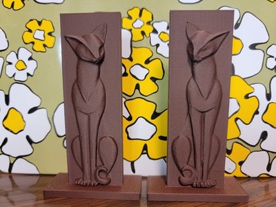 Burwood Cat Magnets V2.0 - Rosewood Wood Infused Plastic Cats - Atomic MCM Retro