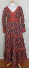 Pink City Prints Dress - Alicia In Red Floral Cotton  Size M / UK 12