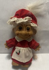 Vintage Russ Mrs. Claus Grandma Christmas Troll 5  Doll In Holiday Outfit  Hat