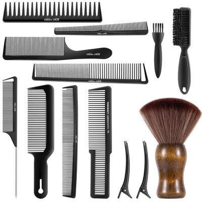 13PCS Hair Cutting Shaving Brush and Comb Set, Professional Barber Combs for Hai