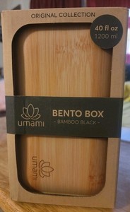 Umami Adult Bento Box with Bamboo Lid, Utensils & Sauce Jars - Leakproof, Microw