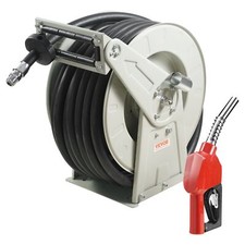 1" x 50' Retractable Diesel Hose Reel with Automatic Fuel Nozzle, 300 PSI