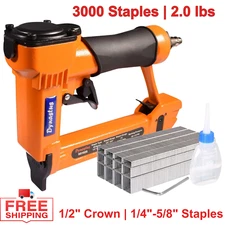 Pneumatic Upholstery Staple Gun with 3000 Staples 21 Gauge 1/2" Crown 1/4"-5/8"