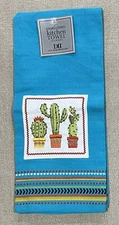 Design Imports DII - Three Cactus KITCHEN DISH TOWEL -Turquoise– 1 Piece