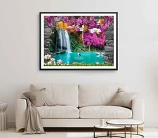 Waterfall Print, Wall Art, Arch Framed Nature Wall Art, Forest