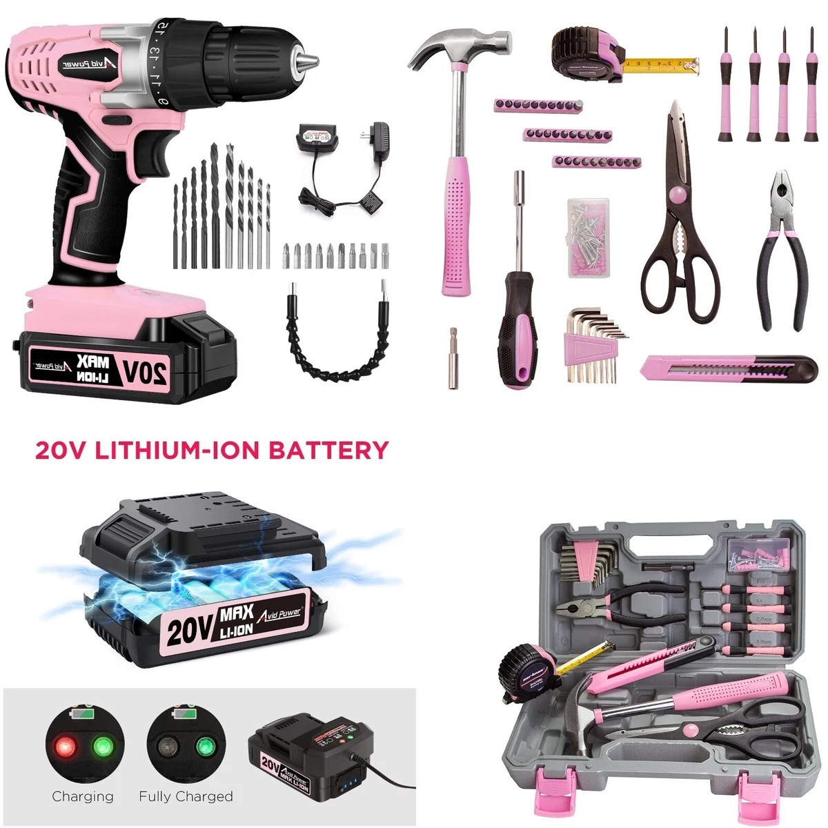 Ladies Tool Kit 20V MAX Power Drill with Battery and Charger 148