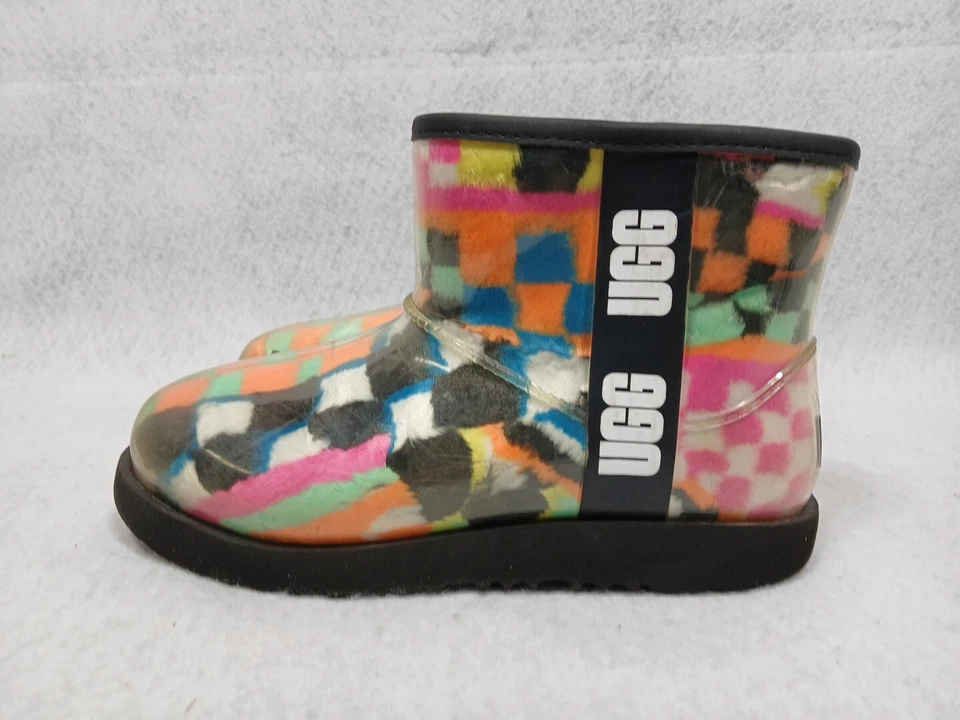 Botas impermeáveis femininas UGG clássicas transparentes mini xadrez chuva tamanho 6 crianças 4 - Imagem 4 de 4