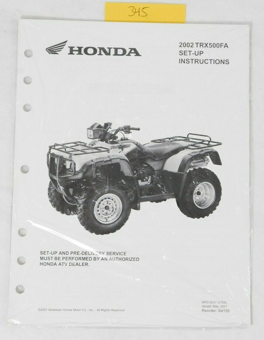 02 Genuine Honda TRX 500 FA Dealer Set-Up Instructions Assembly Guide Manual  OEM | eBay