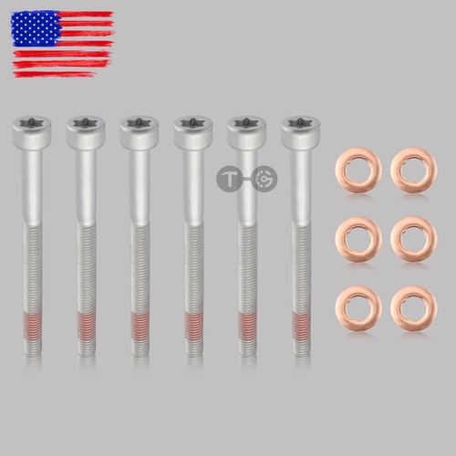 for Mercedes Dodge Diesel Lower Fuel Injector Nozzle Seal Copper & Bolt set 6cyl