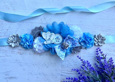 Blue Elephant Maternity Sash , Elephant Baby Shower Sash | eBay