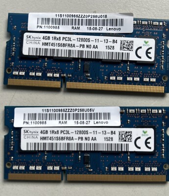 SK Hynix HMT451S6BFR8A-PB 4GB PC3L-12800S DDR3/ DDR3L Laptop Notebooke RAM 2x