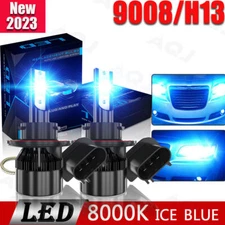 H13 9008 LED Headlight Bulbs Kit Hi Low Beam Bright 120W 2500LM 8000K Ice Blue