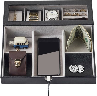 Neatopa 10 Compartments Valet Box Jewelry Keys Watch Nightstand Organizer Ebay