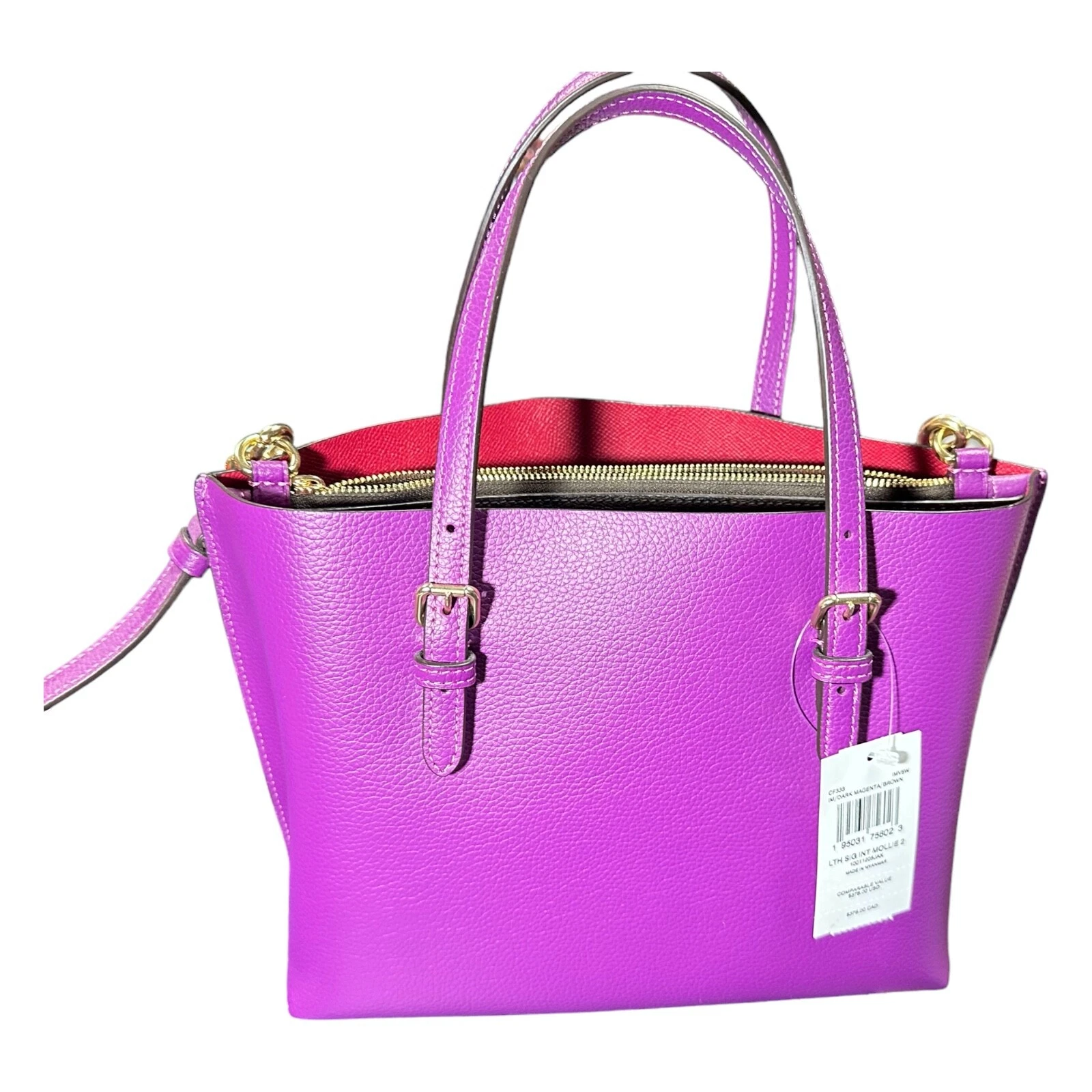 COACH Mollie Tote 25 CF333 Im Magenta Scuro marrone