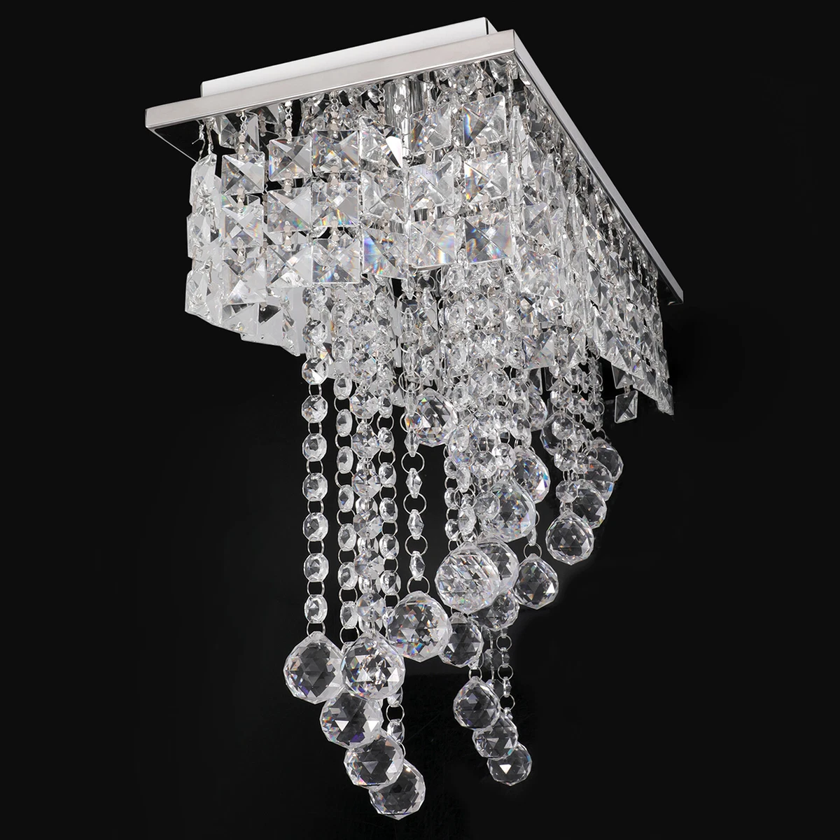 Dual Crystal Raindrop Chandelier 2 Light Modern Flush Mount