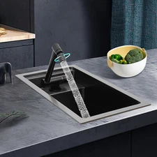 Single Bowl Kitchen Bar Sink Hidden Drop-in Kitchen Sink with Folding Faucet New