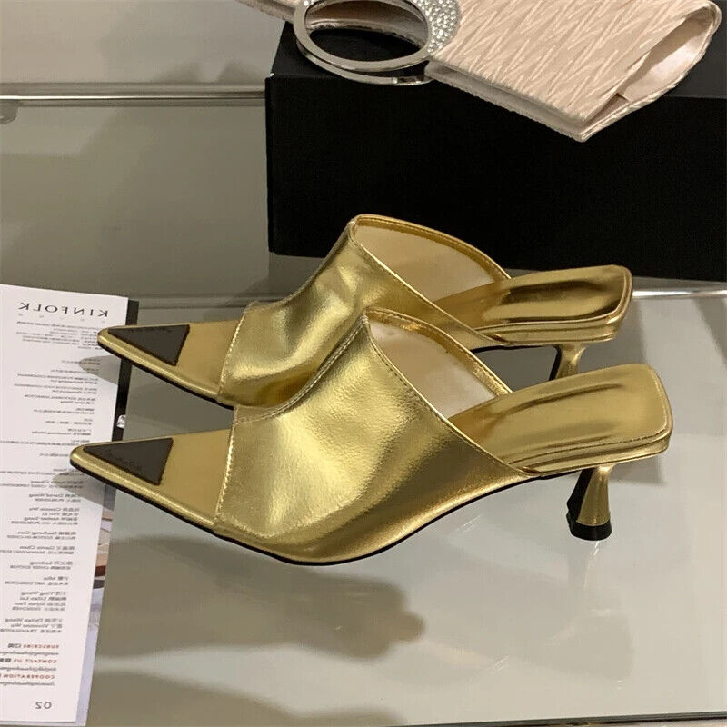 PANTOFOLA D’ORO Ciabatte donna a punta slide tacco basso sottile nuove decolte tacco alto scarpe festa