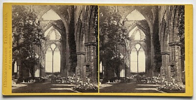 UK Wales Tintern Abbey c1865 Vintage Albumin Stereo Photo
