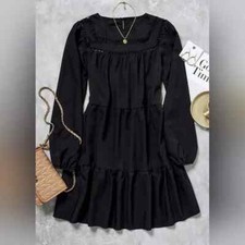 NEW Ruffled Mini Dress Black Size Medium