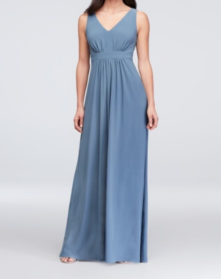 David's Bridal Jersey Bridesmaid Dress with Sequin Back Slate Blue size 0  NWT | eBay