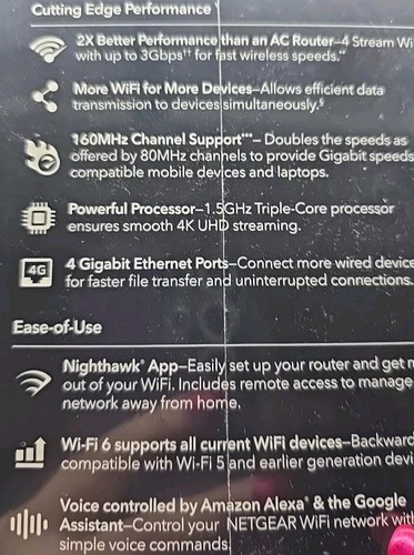 NETGEAR Nighthawk AX3000 4-Stream Dual-Band Wi-Fi 6 Router - RAX35-100NAS - Picture 11 of 12