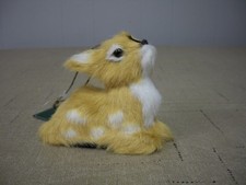 Winter Wildlife Soft Faux Fur White Tan Sitting Resting Deer XMas Ornament NWT