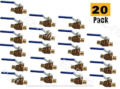 EZ-FLUID 20 Pcs 1/2" Heavy Duty Pex Brass Full Port Water Stop ShutOff Ball Valves LF UPC