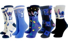 Stitch Cartoon Character Set of 5 Adult Size Crew Socks