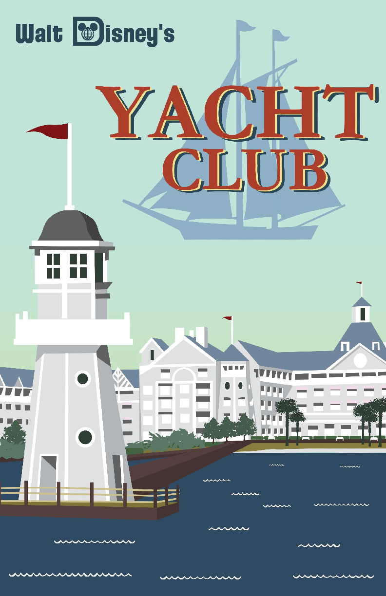 Walt Disney World Yacht Club Resort Matte Poster 13x19 Satin Print