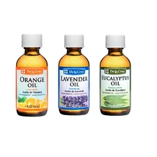 De La Cruz Pure Lavender & Orange & Eucalyptus Essential. Oils / THREE - 2 OZ. 