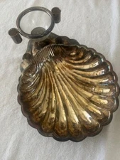 Sheridan Silver Plated Footed Clam Shell Chip and Dip Tray Shrimp Cocktail VTG!